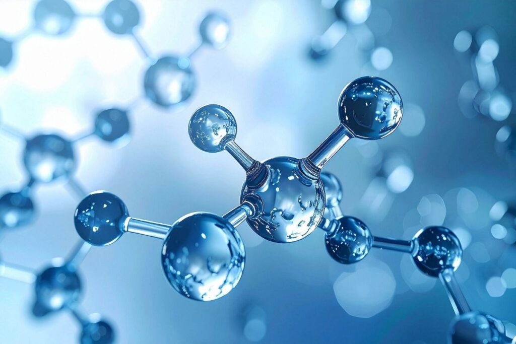 Molecular Structure of Chemical Compound in Blue